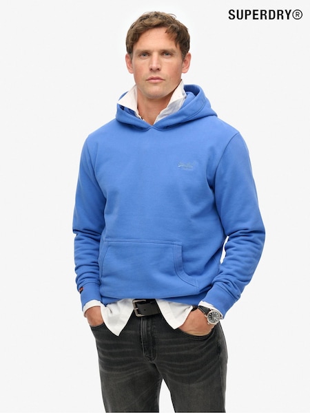 כחול  - Superdry Essential Loose Fit Logo Hoodie (AN3877) | ‏251‏₪
