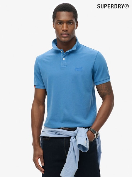 Azul cielo - Superdry Vint Destroy 100% Cotton Polo Shirt (AN3894) | 51 €