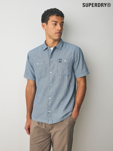 Superdry Blue Superdry Blue Stripe Pocket Shirt (AN3929) | €63