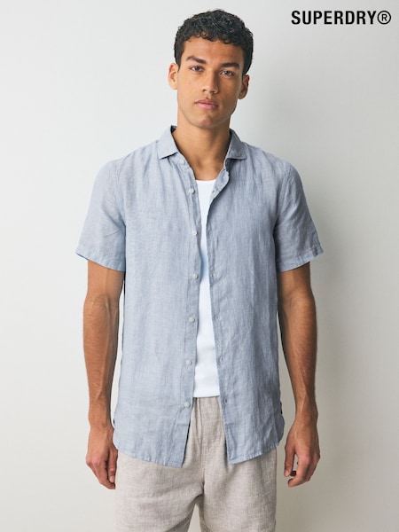 Superdry Light Blue Vacation 100% Linen Shirt (AN3941) | R$ 545