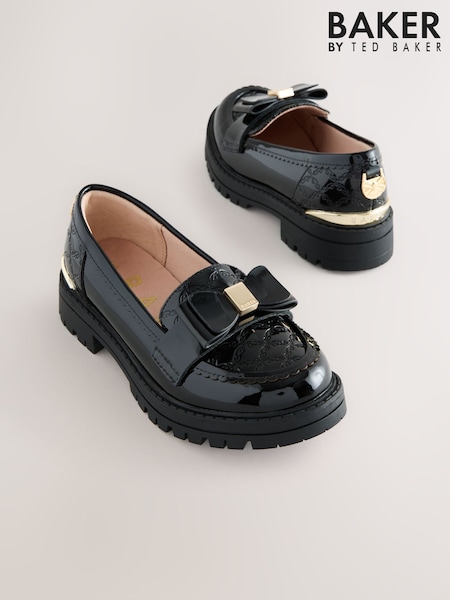 Baker by Ted Baker Girls Back to School Chunky Loafer Black Shoes with Bow (AN3943) | AED287 - AED299