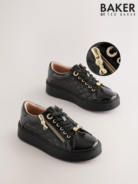 Baker by Ted Baker Girls School Patent Black Trainers with Bow Charm (AN3945) | 66 € - 69 €