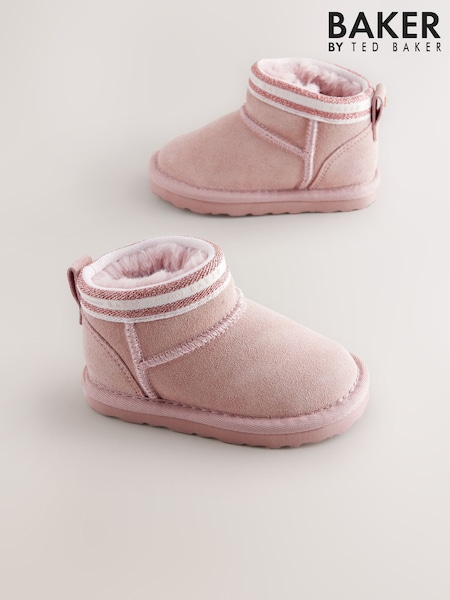Roz - Baker by Ted Baker Girls Cosy Suede Branded Tape Slipper Boots (AN3951) | 268 LEI