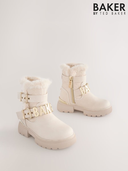 Baker by Ted Baker Girls Buckled Faux Fur Trim Chunky Boots (AN3959) | €72