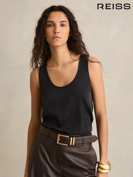 Reiss Black Ruby Silk-Front Cami Top (AN3993) | € 137