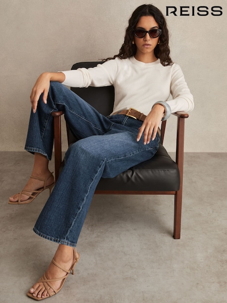 Reiss Mid Blue Selin Petite Mid Rise Straight Leg Jeans (AN4001) | €183