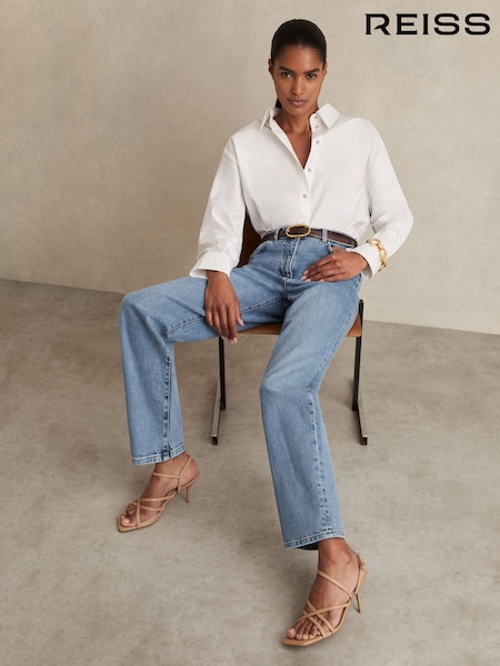 Reiss Light Blue Selin Petite Mid Rise Straight Leg Jeans (AN4004) | ₪875