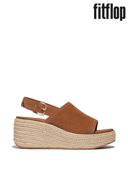 FitFlop Platfforms Espadrille Suede Wedge B/strap Brown Sandals (AN4038) | €165