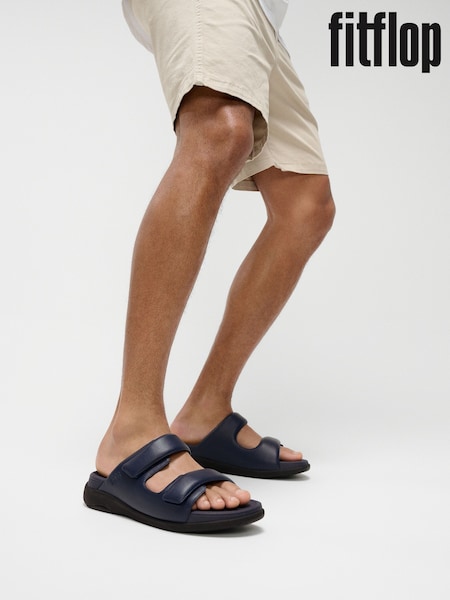 FitFlop Mens Blue F-Mode Go Adjustable Two-bar Sliders (AN4039) | R$ 690