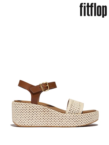 FitFlop Platfforms Woven Wedge Ankle Strap Brown Sandals (AN4050) | €143