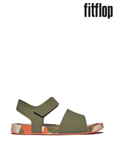 FitFlop Green Kids Junior iQushion Leaf Print Sandals (AN4072) | ₪176