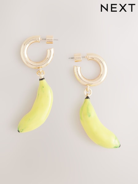 Yellow Banana Drop Hoop Earrings (AN4075) | €13