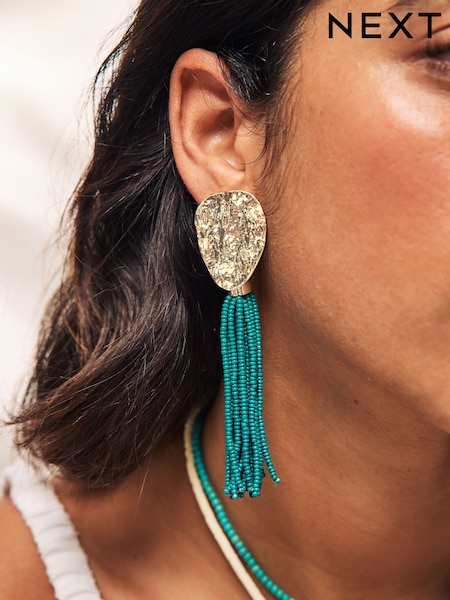 Türkisblau - Beaded Drop Earrings (AN4079) | 20 €