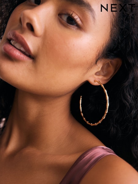 Gold Tone - Bamboo Hoop Earrings (AN4083) | € 15