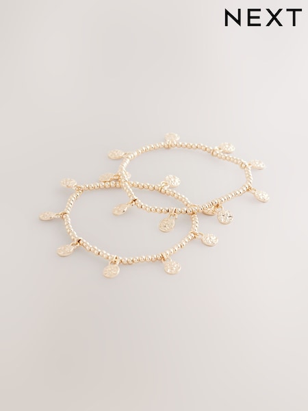 Gold Tone Disc Beaded Bracelets 2 Pack (AN4088) | €17.50