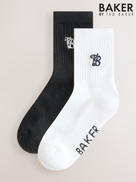 Baker by Ted Baker Boys Embroidered Logo Socks 2 pack (AN4117) | €11 - €12