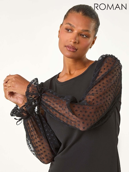 Roman Flock Spot Sleeve Stretch Tunic Top (AN4144) | €50