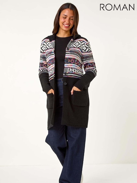 Roman Pattern Hooded Knit Cardigan (AN4147) | R$ 580
