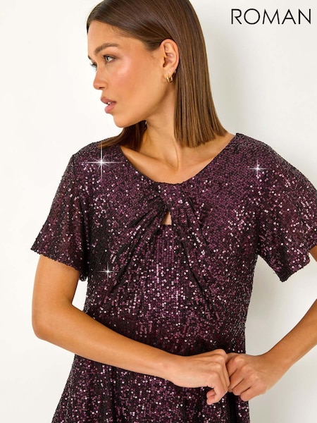 Roman Purple Sequin Detail Twist Front Top (AN4174) | € 62