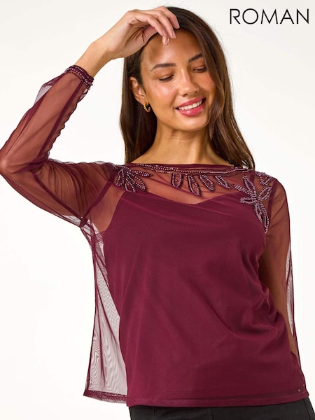 Roman Embelished Sequin Mesh Top (AN4175) | €56
