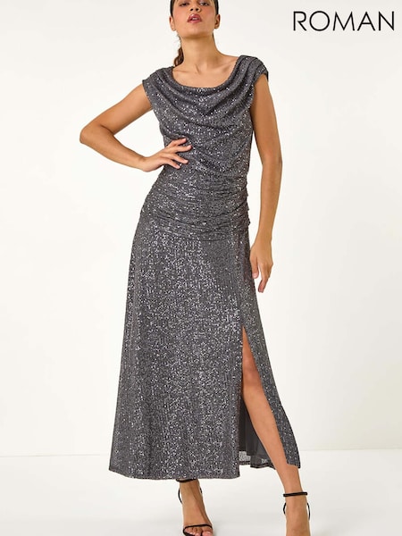 Metallic - Roman Sequin Cowl Neck Stretch Maxi Dress (AN4176) | 133 €