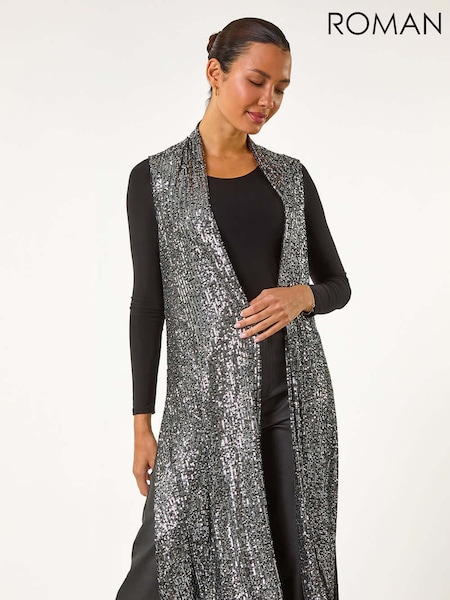 Roman Sequin Longline Stretch Cardigan (AN4179) | €60