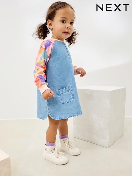 Pink Monster Raglan Denim Dress (3mths-8yrs) (AN4204) | €16.50 - €20
