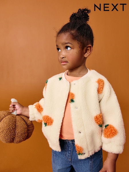 Cream Pumpkin Borg Fleece Bomber Jacket (3mths-8yrs) (AN4205) | AED102 - AED132