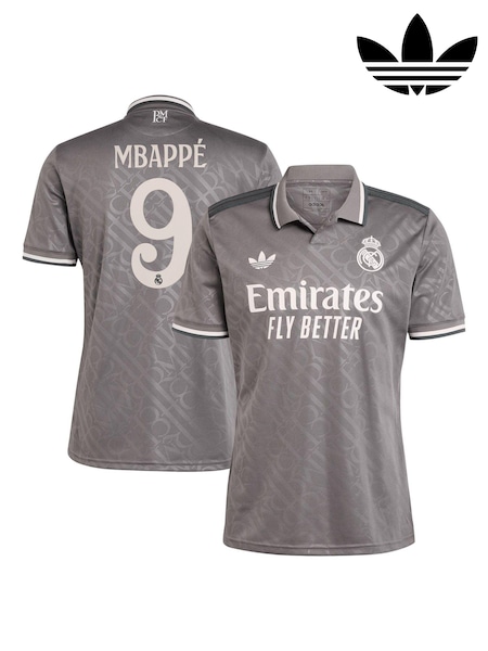 adidas Grey Real Madrid Third Shirt 2024-25 Mbappe 9 (AN4209) | R$ 940