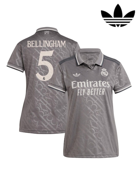 adidas Grey Womens Real Madrid Third Shirt 2024-25 Bellingham 5 (AN4219) | R$ 940