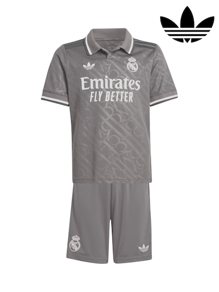 adidas Grey Real Madrid Third Youthkit 2024-25 Mbappe 9 Football Shirt (AN4232) | R$ 940