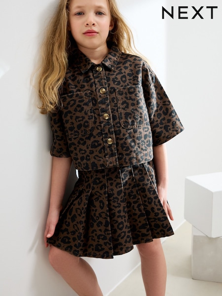 Animal Print Shirt and Pleated Skirt Set (3-16yrs) (AN4277) | €40 - €48