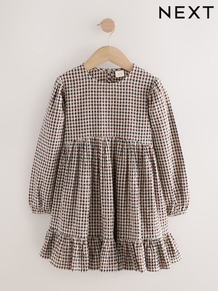 Neutral Gingham Tiered Dress (3-16yrs) (AN4294) | AED81 - AED112