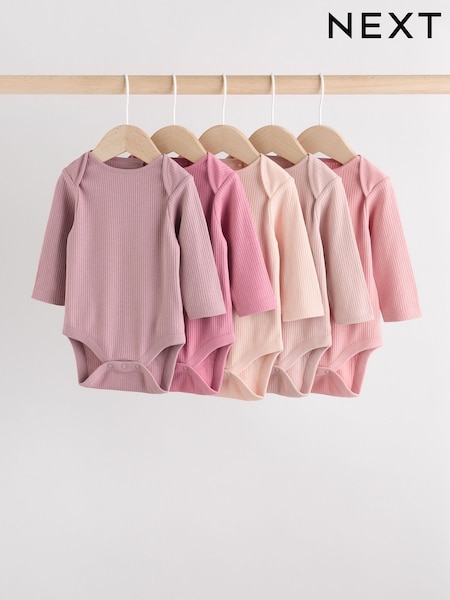 Pink - Baby Long Sleeve Bodysuits 5 Pack (AN4462) | 21 € - 24 €
