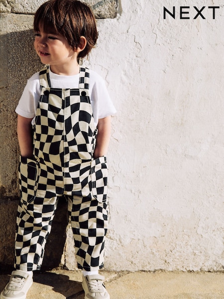 Black/Ecru Checkerboard - Dungarees (3mths-7yrs) (AN4474) | 22 € - 28 €