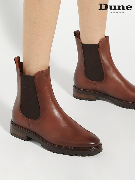 Dune London Brown Poema Cleated Sole Chelsea Boots (AN4533) | €88