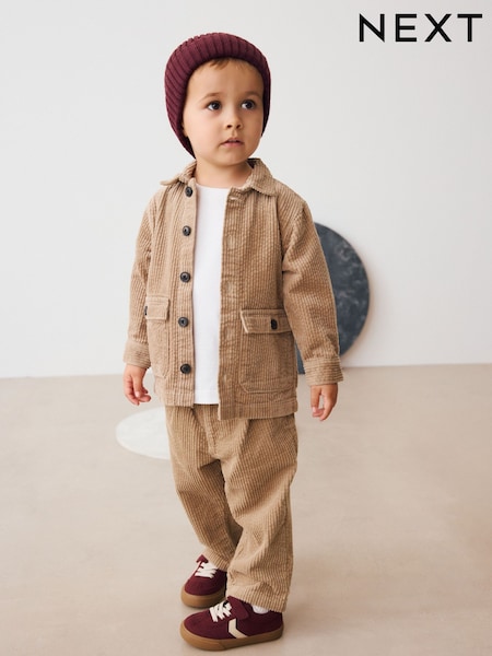 Ecru - Textured Corduroy Shacket T-Shirt & Trousers Set (3mths-7yrs) (AN4549) | 43 € - 48 €