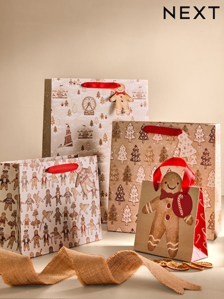 Gingerbread Christmas 4 Pack Gift Bags (AN4552) | €7