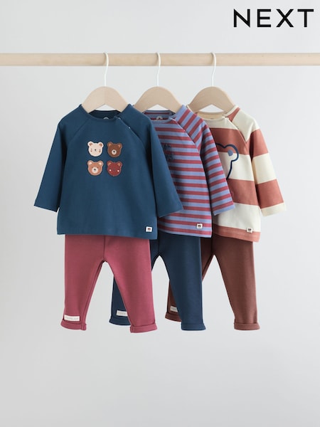 Navy/Brown Bear Tops and Leggings 6 Piece Baby Set (0mths-3yrs) (AN4574) | AED152 - AED163