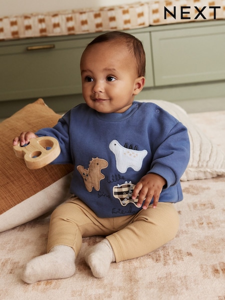 Blue Dino Baby Sweatshirt and Leggings Set (0mths-3yrs) (AN4581) | €23 - €24