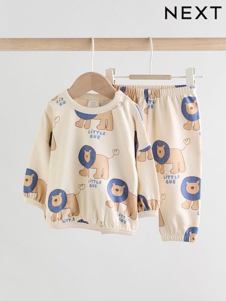 Blau mit Löwenmotiv - Baby 100% Cotton Top and Leggings Set (0mths-2yrs) (AN4585) | 16 € - 18 €