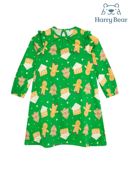 Harry Bear Green Gingerbread Christmas 100% Cotton Dress (AN4601) | $11