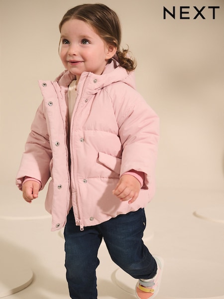 Pink Shower Resistant Faux Fur Lined Padded Coat (3mths-7yrs) (AN4605) | €29 - €35