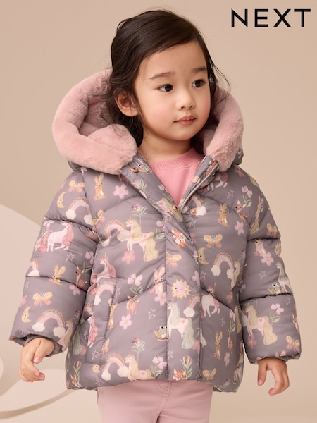 Morado - Shower Resistant Faux Fur Trim Padded Coat (3mths-7yrs) (AN4606) | 32 € - 37 €