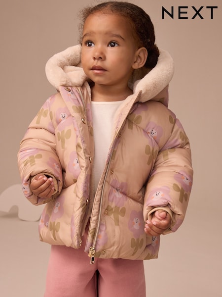 jaune ocre - Manteau rembourré résistant à la douche avec fausse fourrure (3mois-7ans) (AN4607) | € 27 - € 32