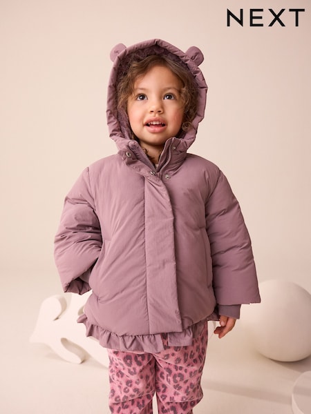 Plum Purple Shower Resistant Frill Hem Padded Coat (3mths-7yrs) (AN4609) | 129 QAR - 148 QAR