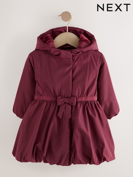 Burgundy Red Shower Resistant Skirted Coat With Bow Detail (3mths-7yrs) (AN4611) | 148 QAR - 173 QAR