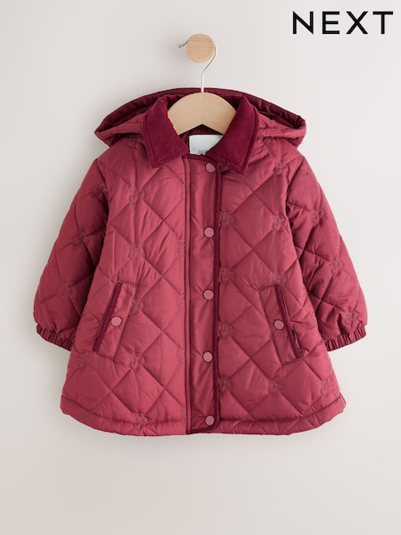 Burgundy Red Shower Resistant Embroidered Coat With Collar (3mths-7yrs) (AN4625) | €39 - €45