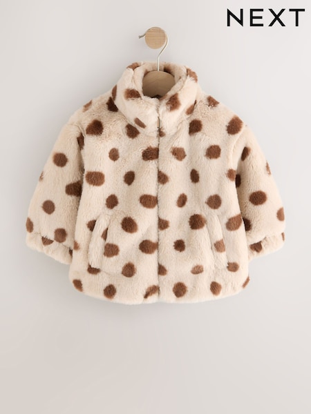 Brown/Cream Faux Fur Bomber Jacket (12mths-7yrs) (AN4626) | €31 - €36