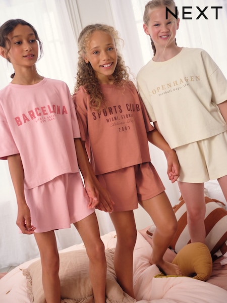 Pink/Cream City Print Pyjamas 3 Pack (3-16yrs) (AN4663) | 144 QAR - 178 QAR
